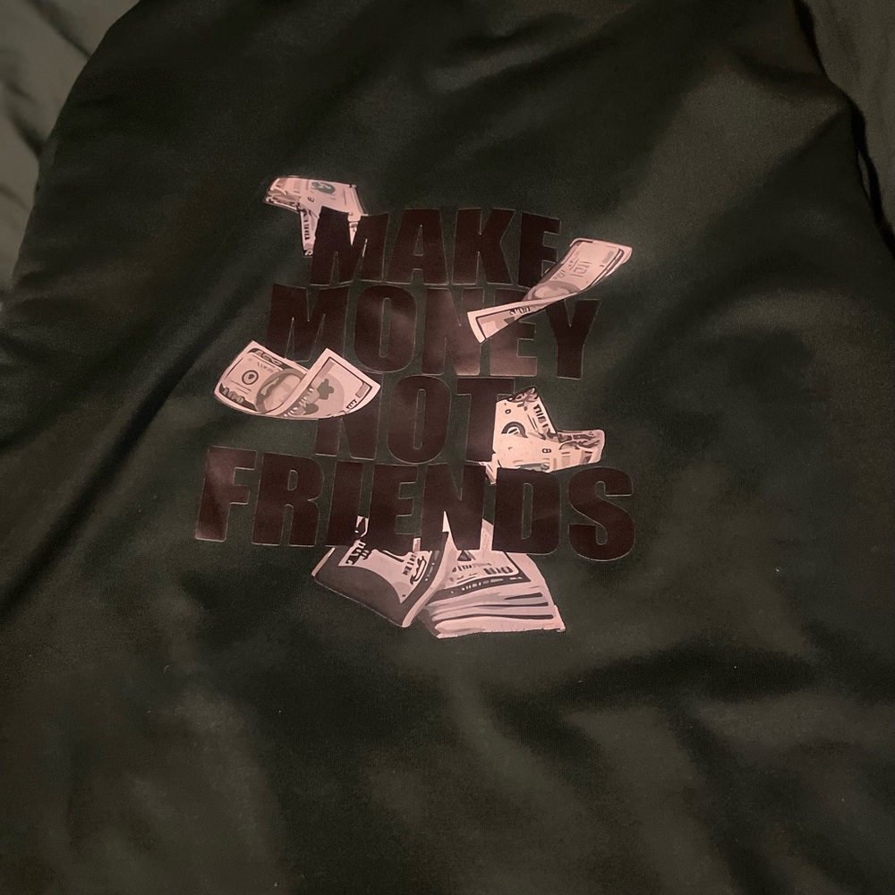 Black Graphic Jacket with Money Print